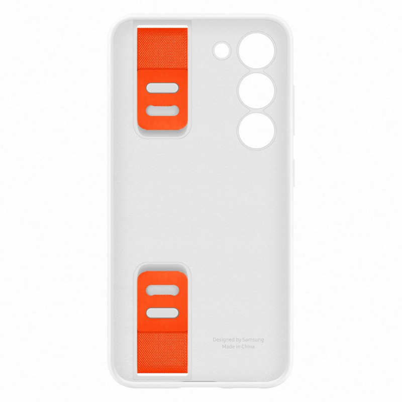 Silikoninis dėklas su rankiniu dirželiu, skirtas Samsung Galaxy S23 Silicone Grip Cover, baltas