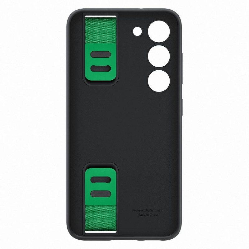 Silikoninis dėklas su rankiniu dirželiu, skirtas Samsung Galaxy S23 Silicone Grip Cover, juodas