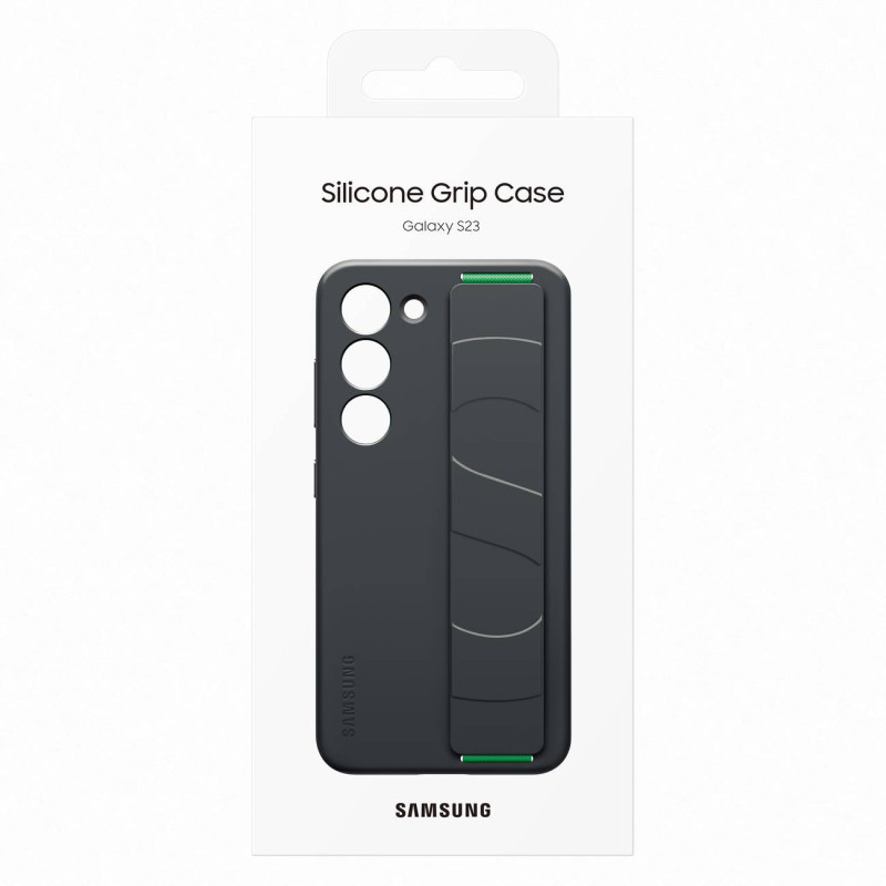 Silikoninis dėklas su rankiniu dirželiu, skirtas Samsung Galaxy S23 Silicone Grip Cover, juodas