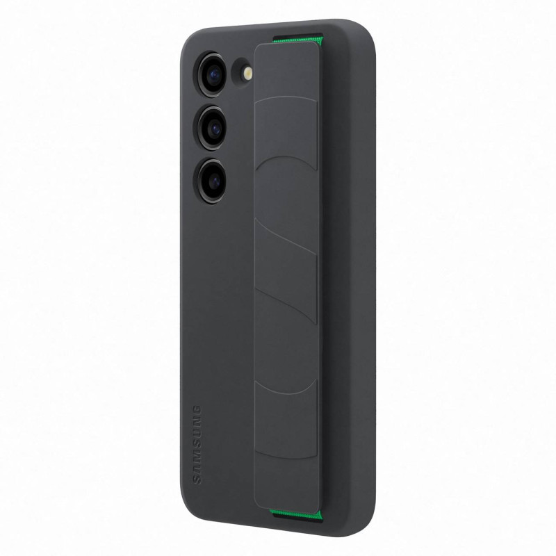 Silikoninis dėklas su rankiniu dirželiu, skirtas Samsung Galaxy S23 Silicone Grip Cover, juodas