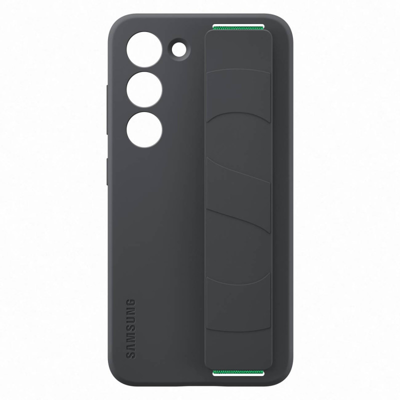 Silikoninis dėklas su rankiniu dirželiu, skirtas Samsung Galaxy S23 Silicone Grip Cover, juodas