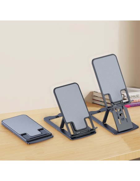 Sulankstomas stovas išmaniajam planšetiniam kompiuteriui pilkas telefonas Sulankstomas stovas išmaniajam planšetiniam kompiuteriui pilkas telefonas