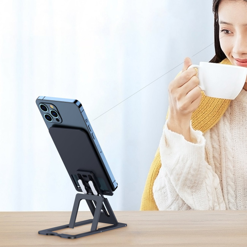 Sulankstomas stovas išmaniajam planšetiniam kompiuteriui pilkas telefonas