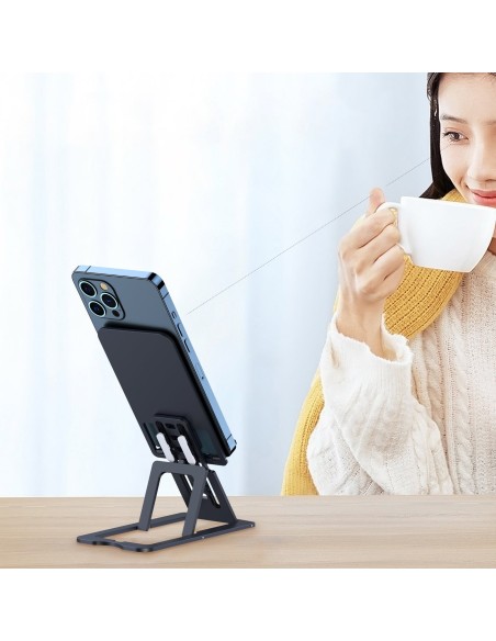 Sulankstomas stovas išmaniajam planšetiniam kompiuteriui pilkas telefonas Sulankstomas stovas išmaniajam planšetiniam kompiuteriui pilkas telefonas