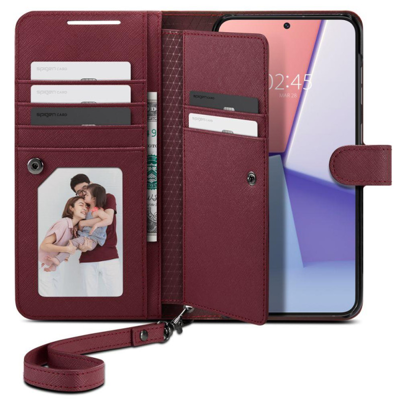 
Galaxy S23+ Wallet S Plus piniginės dėklas ir kortelių laikiklis, bordo spalvos
