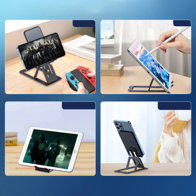 Sulankstomas stovas išmaniajam planšetiniam kompiuteriui pilkas telefonas