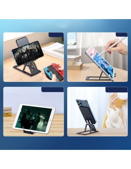 Sulankstomas stovas išmaniajam planšetiniam kompiuteriui pilkas telefonas Sulankstomas stovas išmaniajam planšetiniam kompiuteriui pilkas telefonas