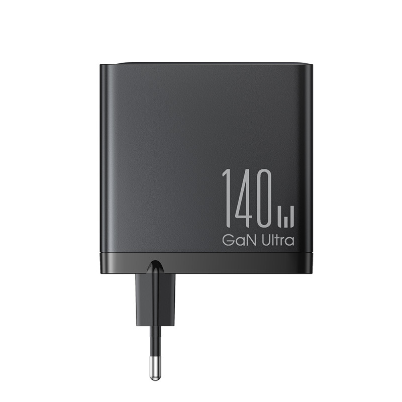 GaN greitas įkroviklis 140 W 3x USB-C USB-A + USB-C laidas 240 W 1,2 m juodas