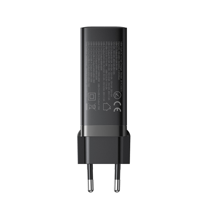 GaN greitas įkroviklis 140 W 3x USB-C USB-A + USB-C laidas 240 W 1,2 m juodas