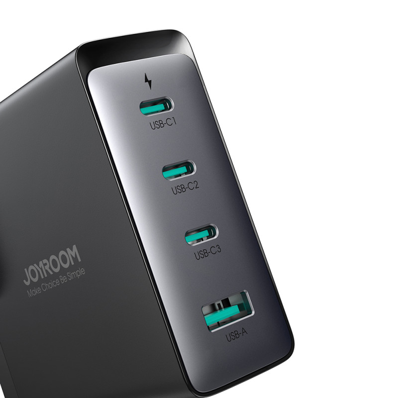 GaN greitas įkroviklis 140 W 3x USB-C USB-A + USB-C laidas 240 W 1,2 m juodas