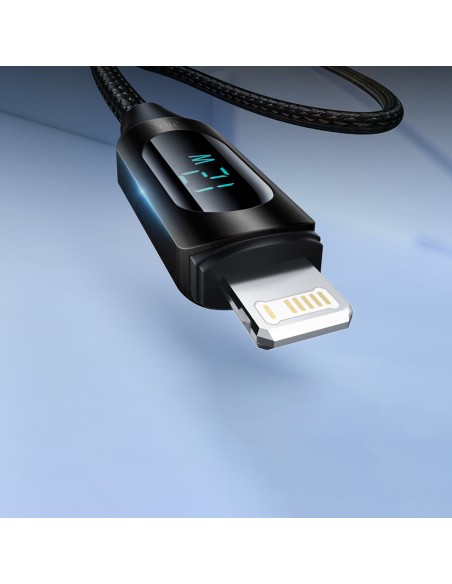 
USB-A - Lightning kabelis iPhone su LED ekranu 2.4A, 2m, juodas

