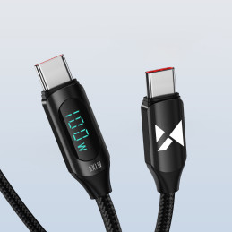 
USB-C laidas su LED ekranu PD 100W 1m juodas
