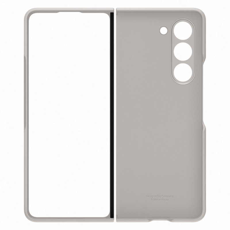 Silikono dėklas Samsung Galaxy Z Fold 5 su stovu ir smėlio spalvos dirželiu