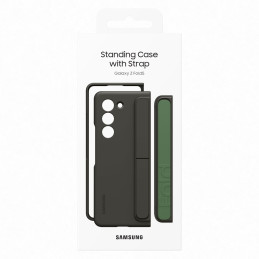 
Silikoninis dėklas Samsung Galaxy Z Fold 5 su stovu ir dirželiu, juodas
