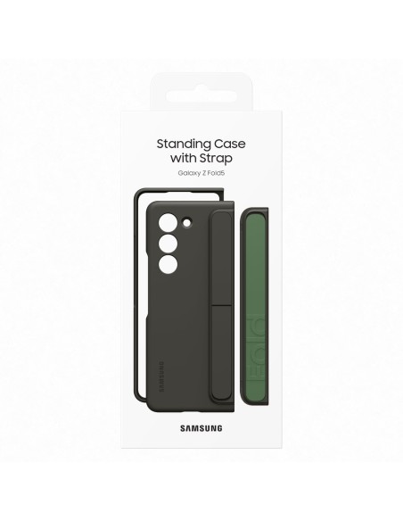 
Silikoninis dėklas Samsung Galaxy Z Fold 5 su stovu ir dirželiu, juodas
