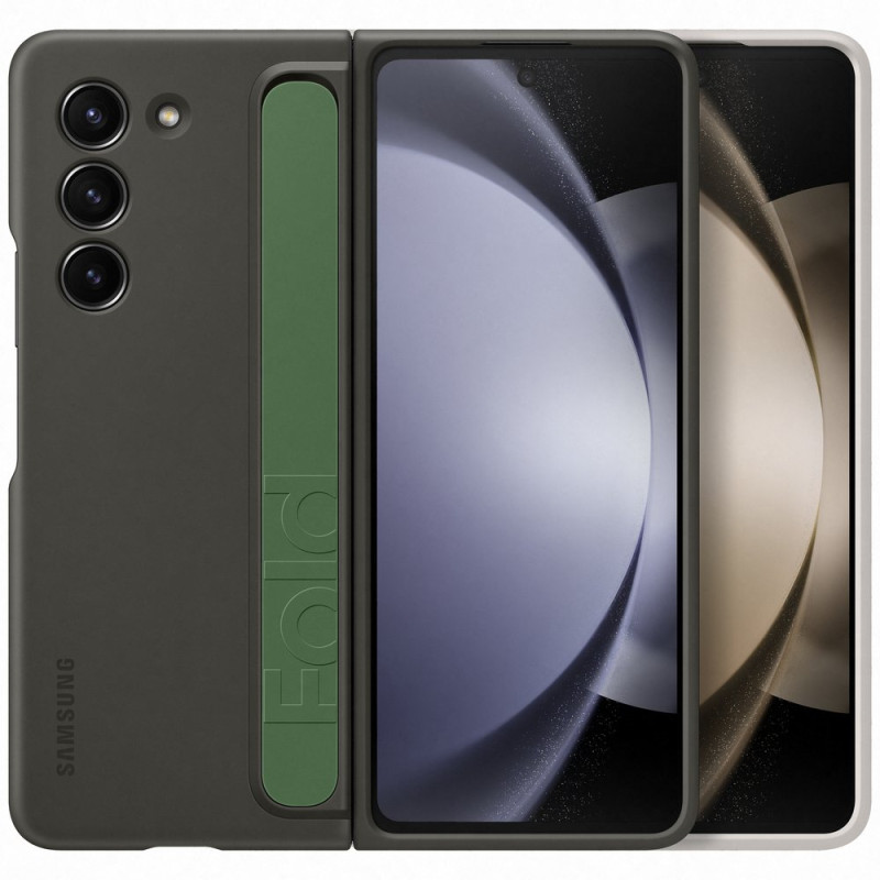 
Silikoninis dėklas Samsung Galaxy Z Fold 5 su stovu ir dirželiu, juodas
