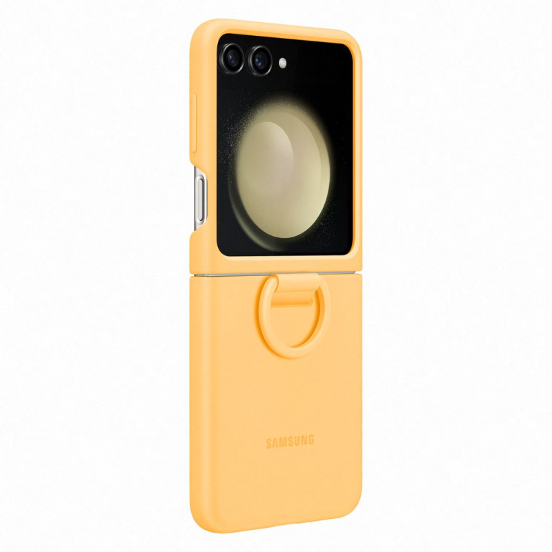 Silikoninis dėklas su laikikliu Smsung Galaxy Z Flip 5, geltonas