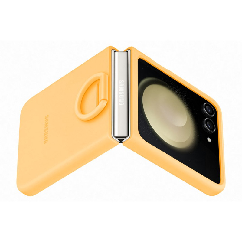 Silikoninis dėklas su laikikliu Smsung Galaxy Z Flip 5, geltonas