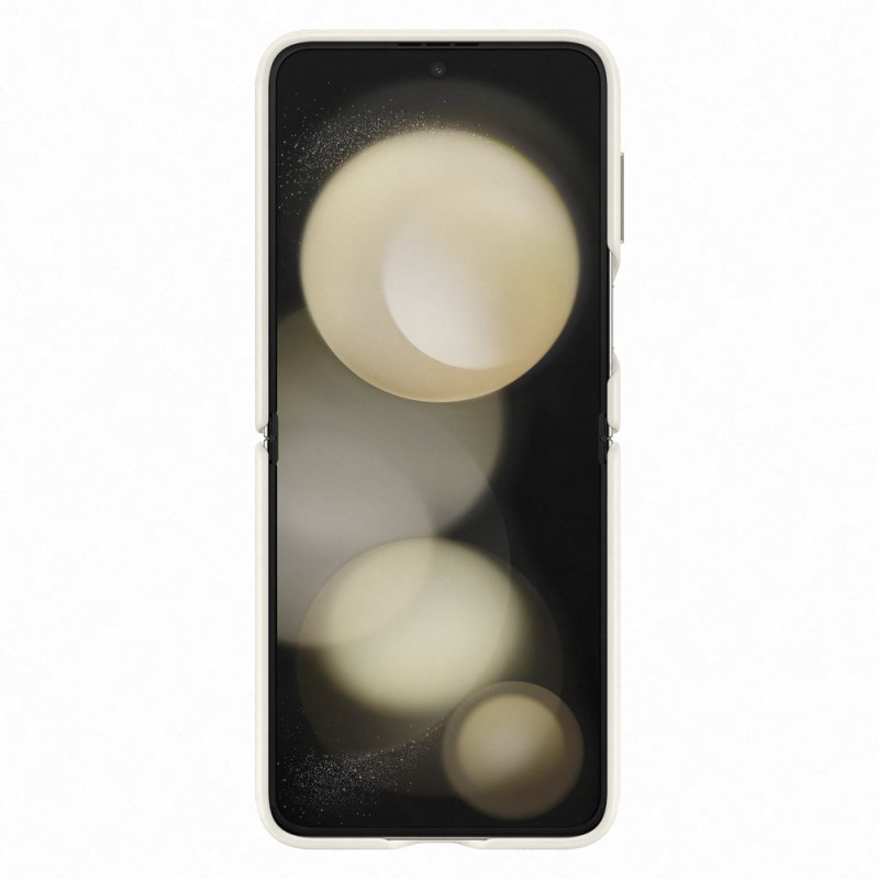 Kreminės spalvos odinis dėklas, skirtas Galaxy Z Flip 5
