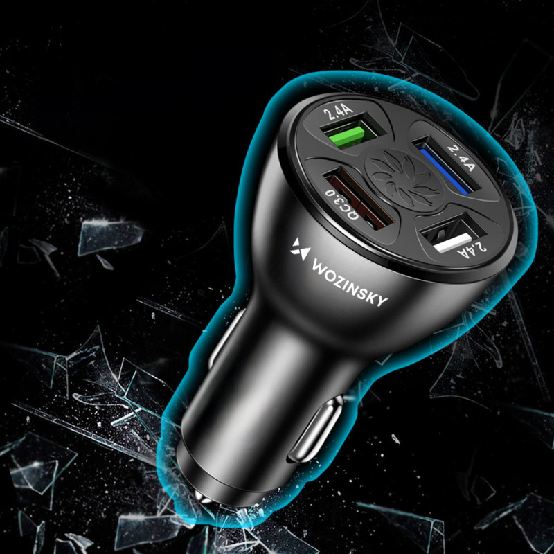 Automobilinis pakrovėjas 50W 4x USB-A QC baltas