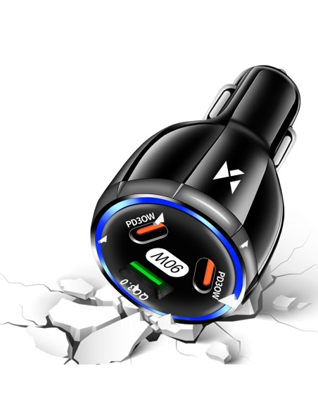 Automobilinis įkroviklis 2x USB-C 1x USB-A 90W PD QC juodas
 
Automobilinis įkroviklis 2x USB-C 1x USB-A 90W PD QC juodas