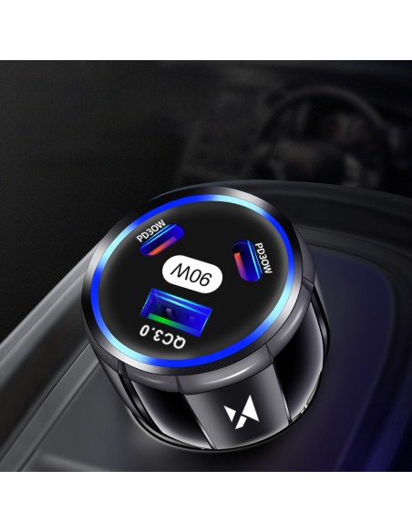 Automobilinis įkroviklis 2x USB-C 1x USB-A 90W PD QC juodas
 
Automobilinis įkroviklis 2x USB-C 1x USB-A 90W PD QC juodas