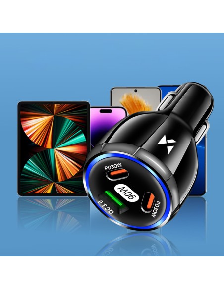 Automobilinis įkroviklis 2x USB-C 1x USB-A 90W PD QC juodas
 
Automobilinis įkroviklis 2x USB-C 1x USB-A 90W PD QC juodas