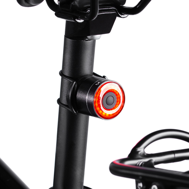 
LED USB-C galinis dviračio žibintas, raudonas žibintas, STOP jutiklis, juodas
