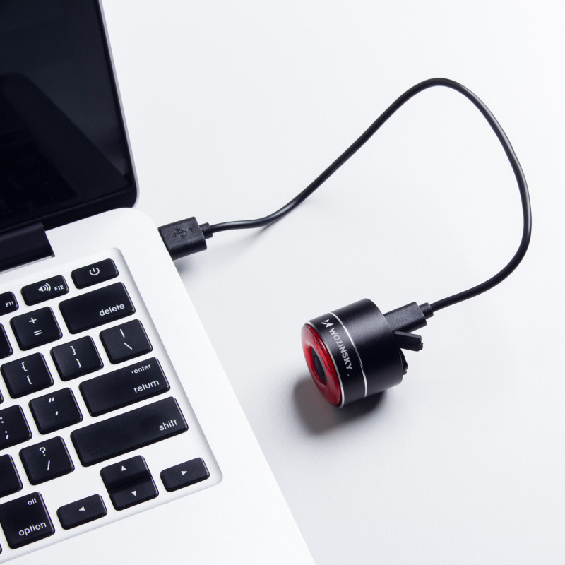 
LED USB-C galinis dviračio žibintas, raudonas žibintas, STOP jutiklis, juodas
