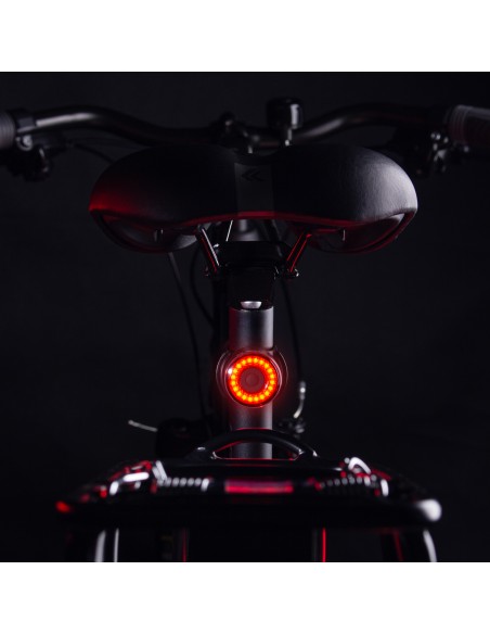 
LED USB-C galinis dviračio žibintas, raudonas žibintas, STOP jutiklis, juodas
