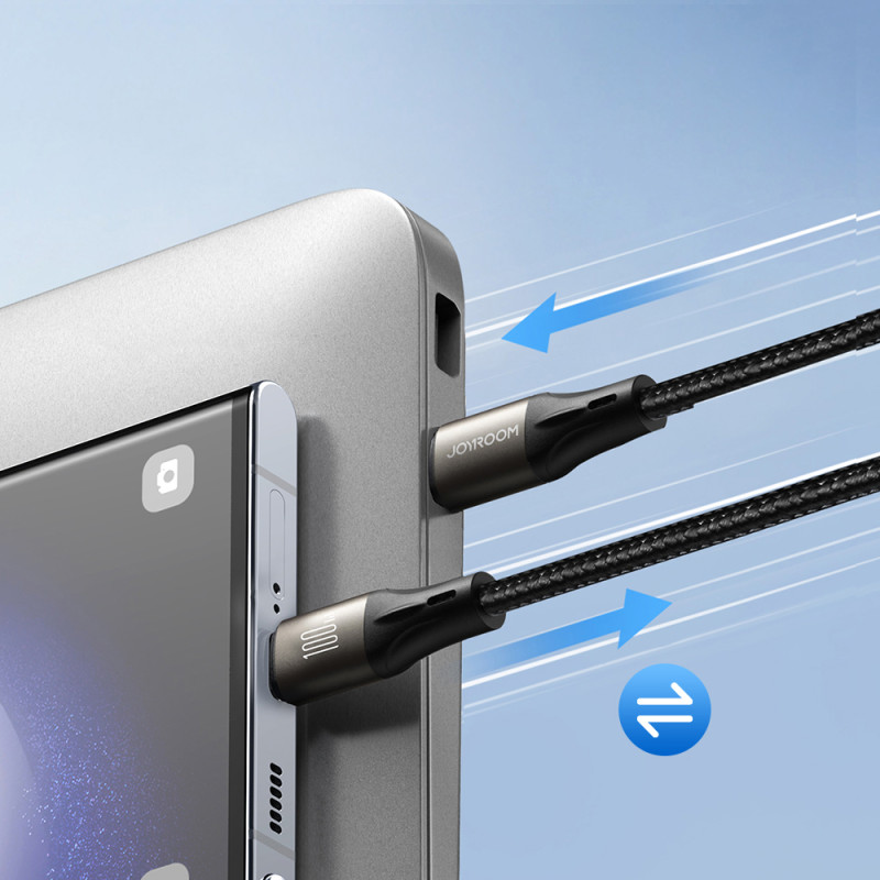 USB-C 100 W Light-Speed Series laidas, 1,2 m juodas