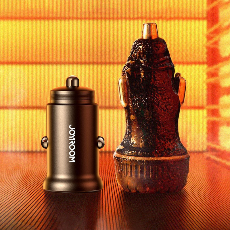 Mini automobilinis įkroviklis 30W USB-A QC3.0 USB-C PD juodas
