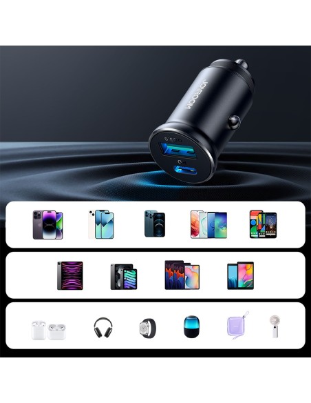 Mini automobilinis įkroviklis 30W USB-A QC3.0 USB-C PD juodas
 
Mini automobilinis įkroviklis 30W USB-A QC3.0 USB-C PD juodas