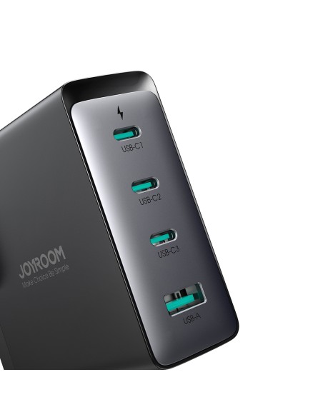 
GaN tinklo įkroviklis 140 W JK kištukas 3x USB-C USB-A + USB-C laidas 1,2 m
