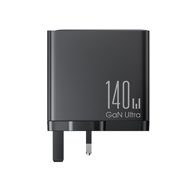 
GaN tinklo įkroviklis 140 W JK kištukas 3x USB-C USB-A + USB-C laidas 1,2 m
