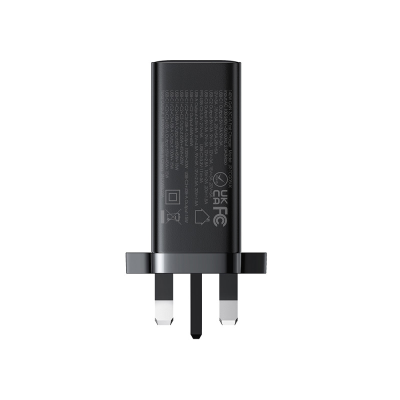 
GaN tinklo įkroviklis 140 W JK kištukas 3x USB-C USB-A + USB-C laidas 1,2 m
