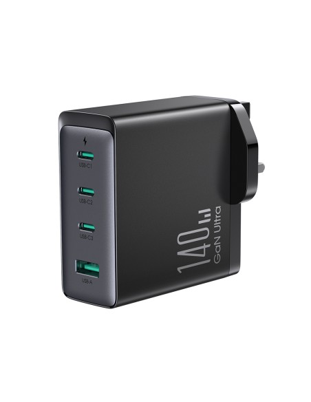 
GaN tinklo įkroviklis 140 W JK kištukas 3x USB-C USB-A + USB-C laidas 1,2 m
