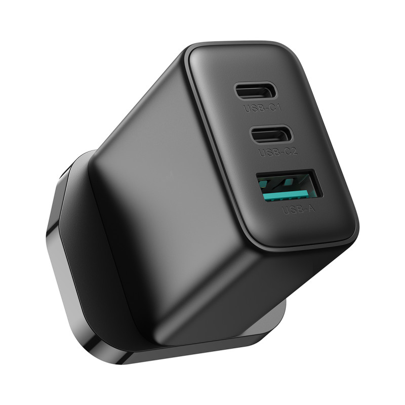 
Greitas sieninis įkroviklis 2x USB-C USB-A 32W JK kištukas 32W juodas
