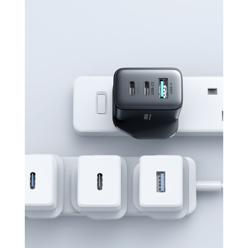 Greitas sieninis įkroviklis 2x USB-C USB-A 32W JK kištukas 32W juodas