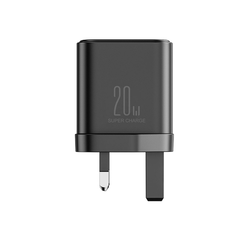 Tinklo įkroviklis, angliškas kištukas, JK FlashSeries USB-A USB-C 20W, juodas