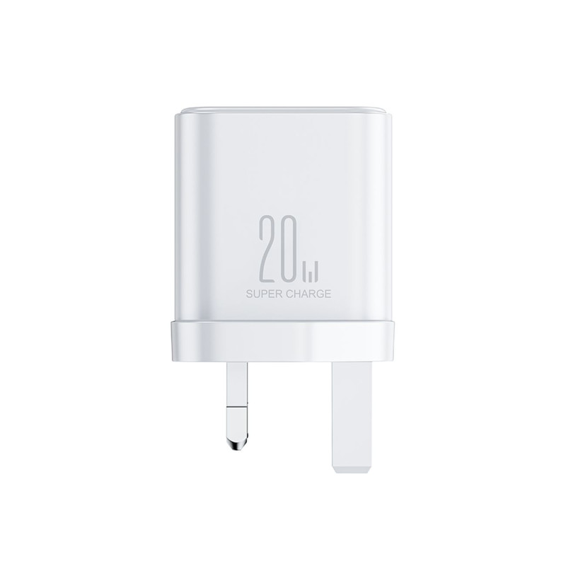 Maitinimo įkroviklis su anglišku kištuku JK FlashSeries USB-A USB-C 20W balta