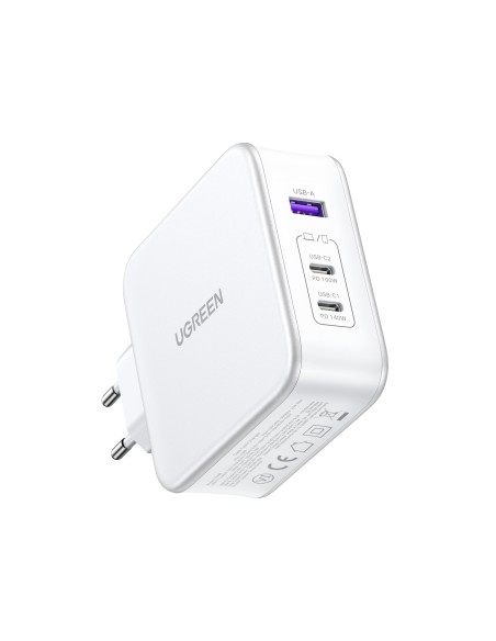 
GaN Nexode USB-A 2x USB-C 140W sieninis įkroviklis + USB-C laidas 1,5 m baltas
