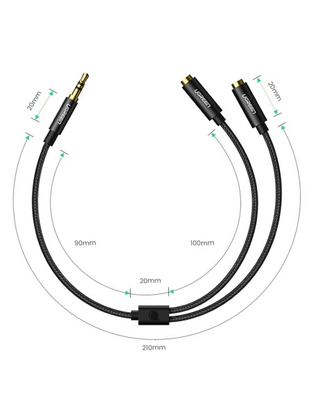
Garso skirstytuvo kabelio mini lizdas 3,5 mm - 2x mini lizdas 3,5 mm 21 cm juodas
