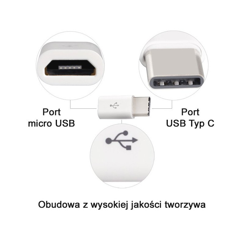 Adapterio kištukas iš mikro USB į USB-C, baltas