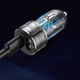 
Automobilinis cigarečių degiklio lizdo skirstytuvas, pakrovėjas 2x USB 3.1A 17W, juodas
