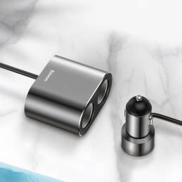 
Automobilinis cigarečių degiklio lizdo skirstytuvas, pakrovėjas 2x USB 3.1A 17W, juodas
