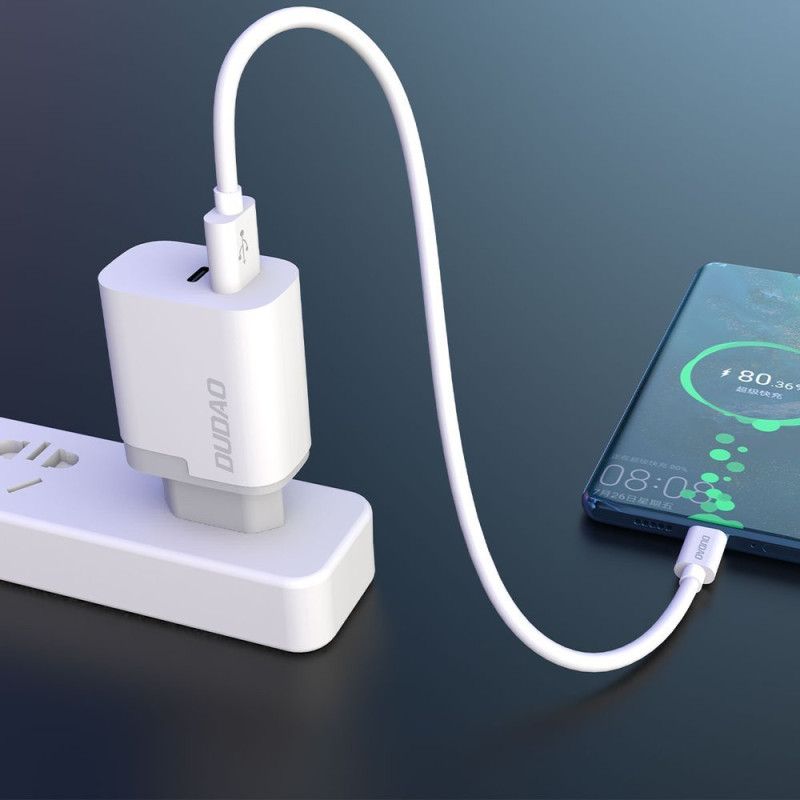 USB / USB-C PD QC 3.0 3A 22.5W baltas įkroviklis