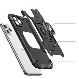 
Šarvuotas hibridinis dėklas iPhone 11 Pro + Ring Armor magnetiniam laikikliui, rožinis
