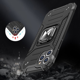 
Šarvuotas hibridinis dėklas iPhone 11 Pro + Ring Armor magnetiniam laikikliui, rožinis
