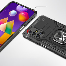 
Šarvuotas hibridinis dėklas Samsung Galaxy M31s + Ring Armor magnetinis laikiklis, sidabrinis
